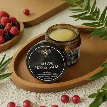 Organic Grass-Fed Beef Tallow Balm with Raw Honey