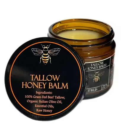 Organic Grass-Fed Beef Tallow Balm with Raw Honey
